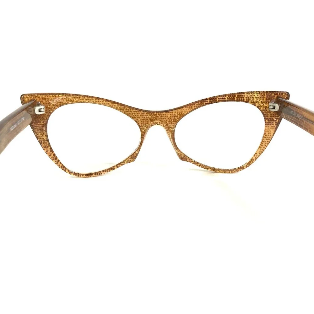 Andy Wolf Eyeglasses Frames 5028 col.v Clear Brown Sharp Cat Eye 53-17-140